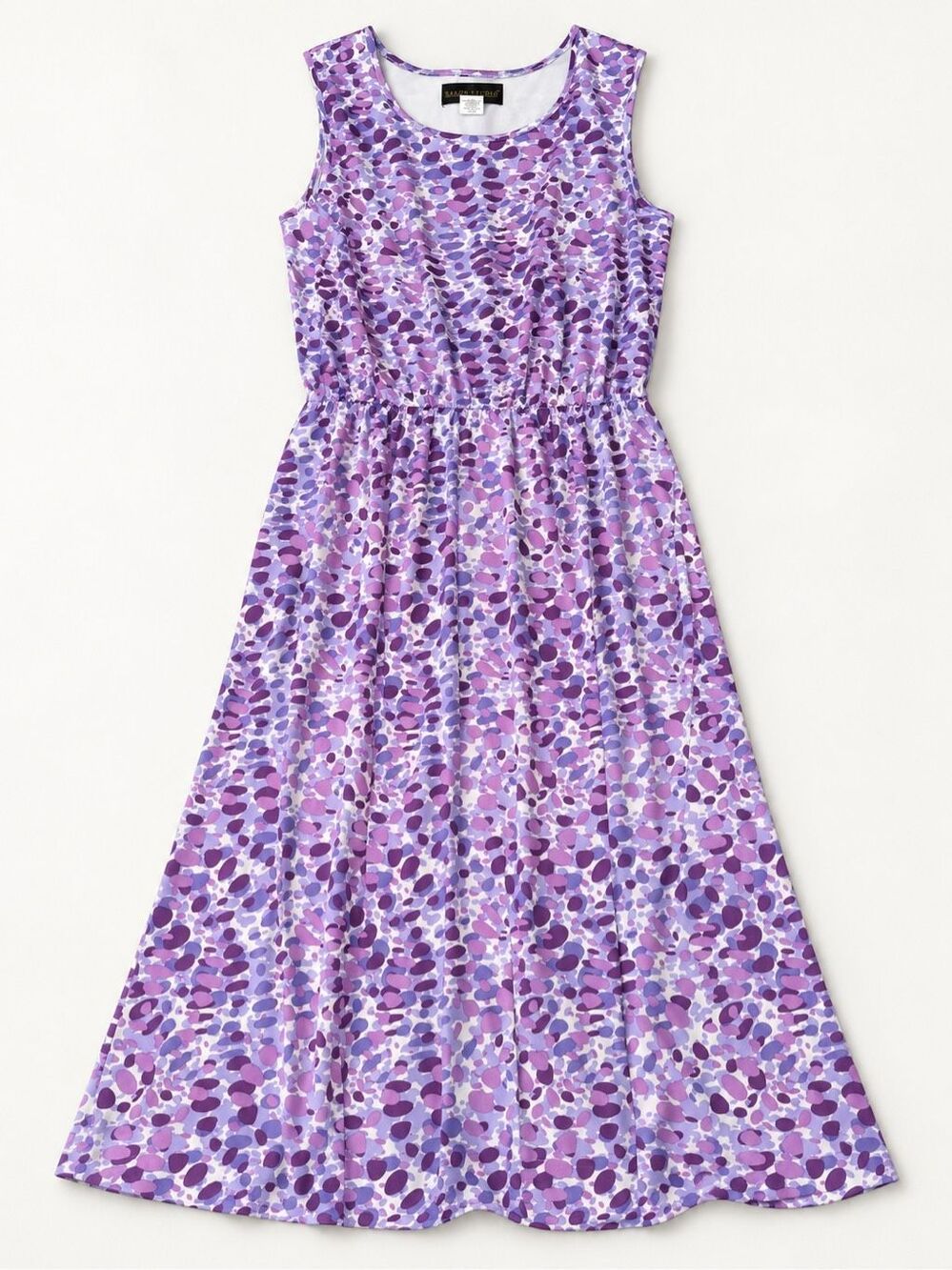 Salon Studio Womens L Purple Abstract Print Sleeveless Midi Dress Stretch Lined
